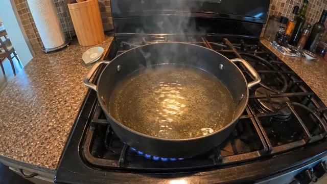 Frozen food approaching hot oil